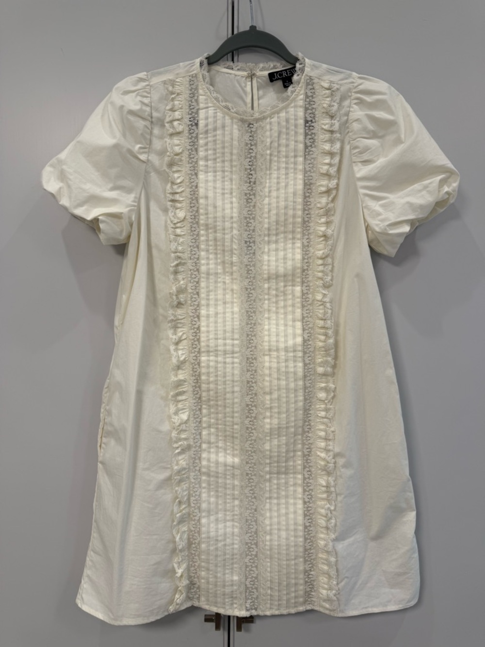 J. Crew Lace Trim Pin Tuck Ivory dress
Worn one time